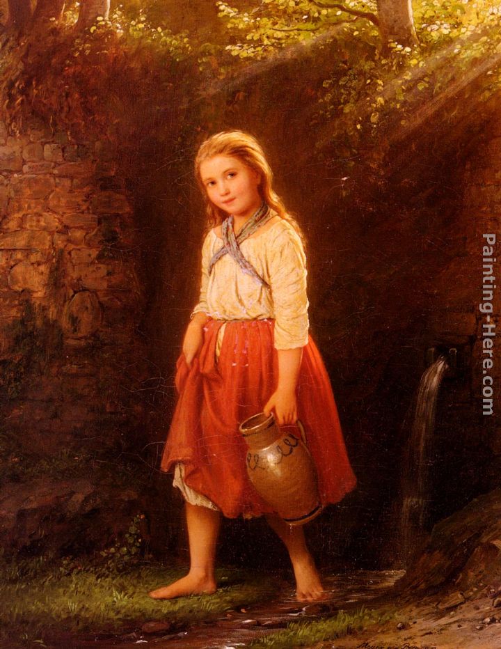 Madchen Mit Wasserkrug painting - Johann Georg Meyer von Bremen Madchen Mit Wasserkrug art painting